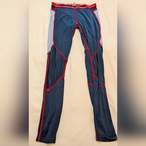 Kari Traa Wool Base Layer Blue and Red Leggings, L